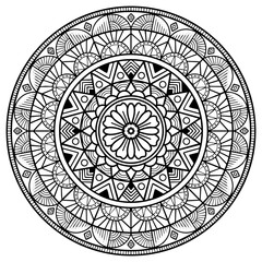 Mandala isolated on the white background. Template for coloring book page. Symmetry design