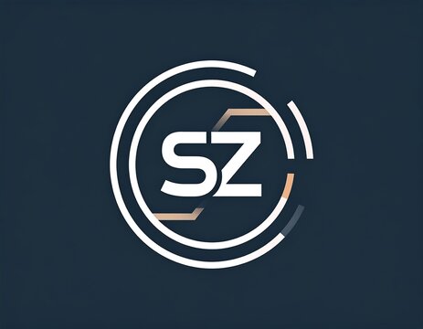 Geometric logo with letters 'SZ' inside a layered circle on a dark background