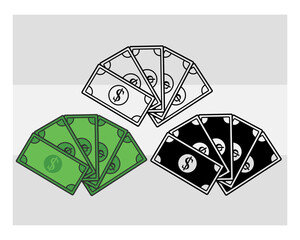 Dollar svg, Money, Dollar Currency, Cash Bundle, Money Roll, Dollar Silhouette, Hundred Dollar, Us Dollar Outline, Clipart,