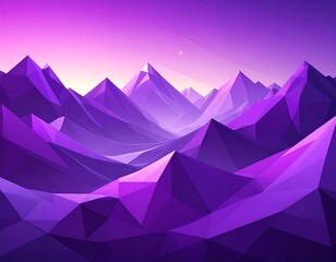 Geometric mountain range under a vibrant, pastel purple and pink gradient sky
