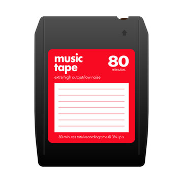 Realistic vector illustration of a retro Eight track or 8 track cartridge audio media tape isolated on white background.