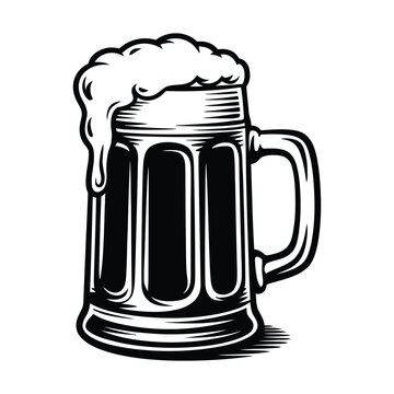 Beer Mug Vintage Woodcut Style Illustration