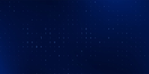 Abstract Matrix Technology Background. Binary Computer Code. Programming, Coding, Hacker Concept. Binary Numbers 0 and 1 Flying