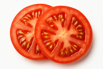 Freshly Sliced Red Tomatoes on White Background