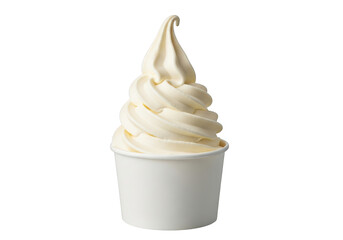 Delicious Vanilla Soft Serve Ice Cream in a White Cup on transparent Background
