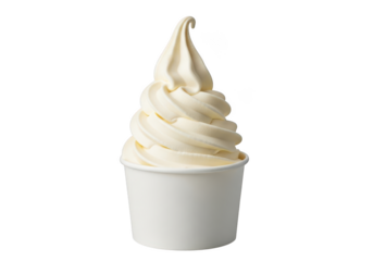 Delicious Vanilla Soft Serve Ice Cream in a White Cup on transparent Background