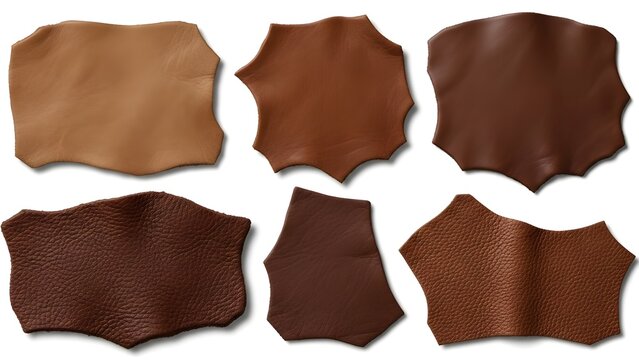 Raw Leather Pieces for Handmade Leather Craft Isolated PNG
