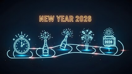 Neon new year 2026 countdown illustration festive celebration design