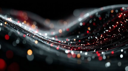 Vibrant network connections flowing with bright data points for modern tech visualization with depth of field