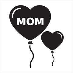 heart shaped balloons with mom text