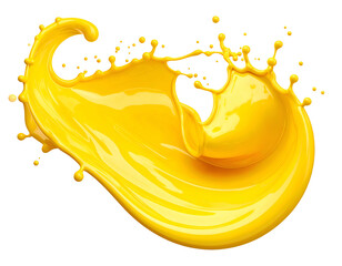 Vivid yellow liquid splash frozen mid-motion