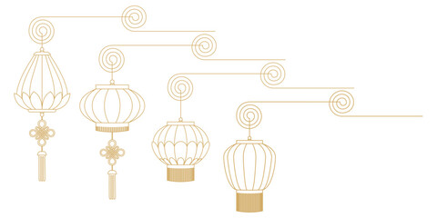 lanterns with spiral ornaments for Chinese New Year decoration.eps