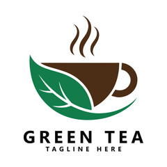 Coffee shop logo Vector design green tea logo