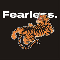 Fearless Tiger Color Quote Illustration
