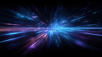 Obraz premium Abstract Light Burst: A mesmerizing explosion of vibrant colors, radiating outward from a central point, symbolizing energy, speed, and the boundless nature of the universe. 