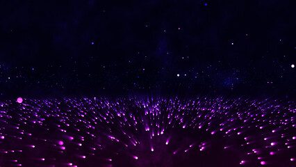 Purple Particle Field Rising from Dark Surface with Starry Sky Background particles light © MD