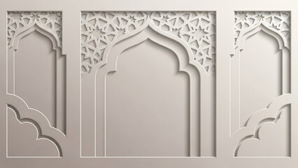 Obraz premium Paper Cut Layered Shadow Ramadan Template Background