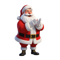 A cheerful Santa Claus in his iconic red suit, clapping his hands with joy and excitement during the festive season
