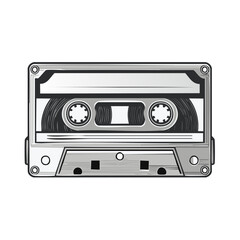 Obraz premium Retro Audio Cassette Tape Illustration: Oldschool Media for 80s Music
