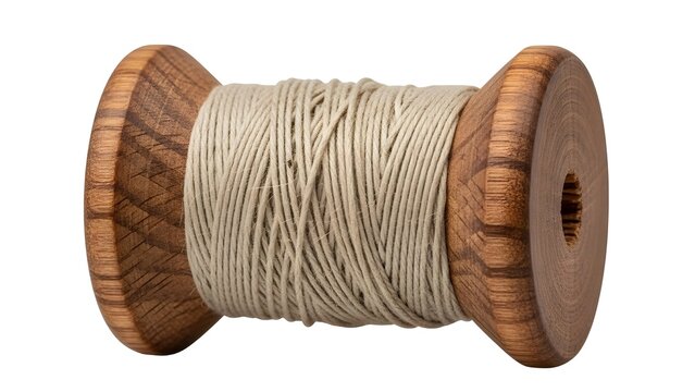 Handmade Wooden Thread Spool Artisanal Craft PNG