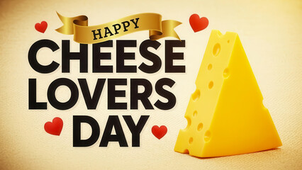 Happy cheese lovers day celebration with cheese slice