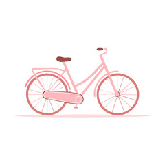 Fototapeta premium Pink Bicycle Illustration: Vintage Style Bike with Rack - Simple Minimalist Design