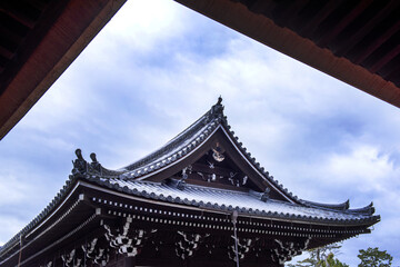 Fototapeta premium The wonderful temple colored with red and black color light at Kyoto Japan.