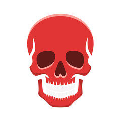 Fototapeta premium Red Skull with White Teeth: Halloween Vector Illustration in Minimalist Style