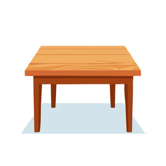 Fototapeta premium Isolated Cartoon Wood Table Illustration with Simple Design and Classic Four Legs, Furniture