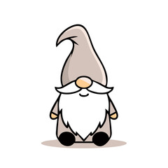 Obraz premium Charming cartoon garden gnome illustration with pointy hat and white beard suitable for Christmas, holiday, or fairy tale graphics