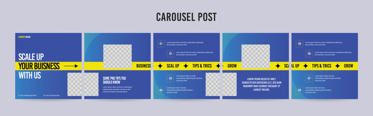 Stunning Carousel Post Template, Editable Social Media Layout Design, business Instagram & Linkedin Carousel Post, Template eps 10.