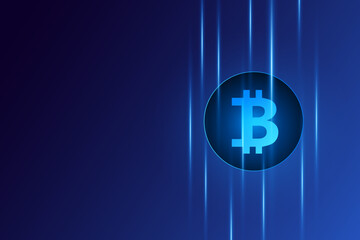 Golden bitcoin digital currency , futuristic digital money	