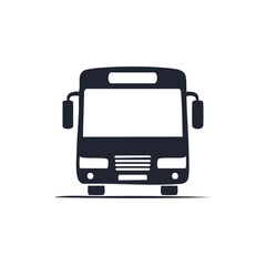 Front View Bus Silhouette: Transport Vehicle Icon for Shuttle, Public Transit and Travel