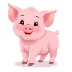 Fototapeta premium Cute Happy Pig Cartoon Character