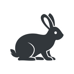 Obraz premium Silhouette of a Dark Grey Hare, Simple Vector Drawing on a Light Background, Illustration of a Rabbit Isolated