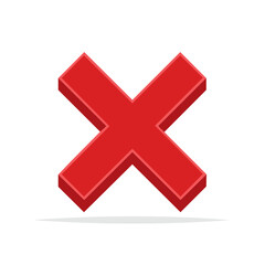 Obraz premium Isometric Red X Mark Showing Rejection or Deletion in a Bold Geometric Form