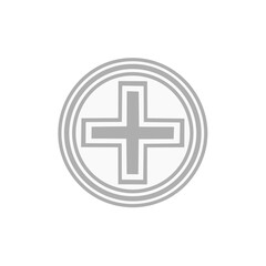 Obraz premium Gray Plus Sign Surrounded by Circular Bands Plus Symbol Add Icon Addendum Sign