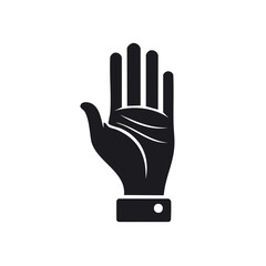 Obraz premium Black Hand Showing Palm with Five Fingers Extended Reaching Upwards, Communication