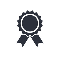 Silhouette of Achievement Award Badge with Ribbon Sign of Success