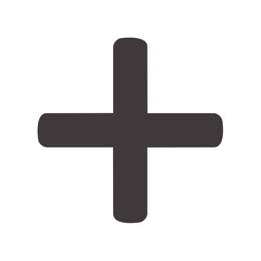 Obraz premium Black Plus Sign Symbol on White Backdrop Simple Mathematical Addition Icon