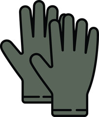 Obraz premium vector pair of dark grey work gloves icon for protection and safety isolated on black background