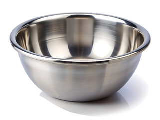 A Gleaming Steel Bowl Awaits Its Culinary Purpose isolated on white background ,PNG. AI Generated