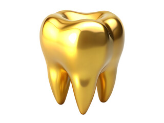 A Golden Tooth Stands Tall Against   isolated on white background ,PNG. AI Generated