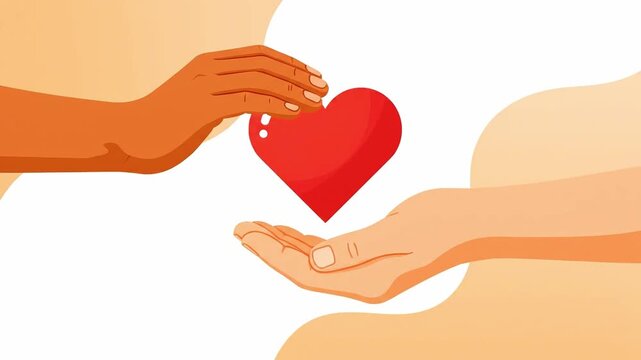 Giving a Heart to Another Person, Symbolizing Love and Charity