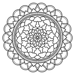 Mandala isolated on the white background. Template for coloring book page. Flower pattern style