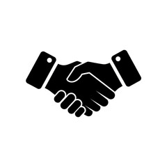 Business Deal Handshake Silhouette Icon on White Background