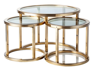 A Modern Nest of Tables With Glass Tops for a Chic and Stylish Living Room  isolated on white background ,PNG. AI Generated