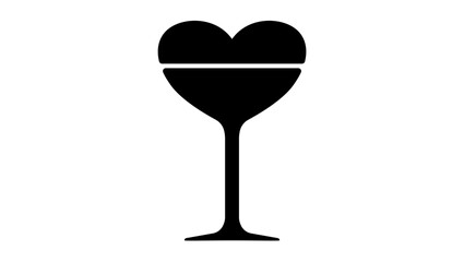 Heart Cocktail, black isolated silhouette