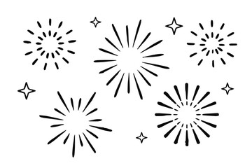 firework display vector set of bursts and stars for celebration