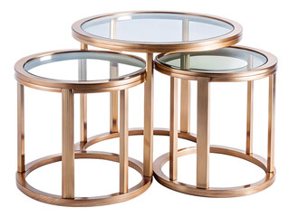 A Modern Nest of Tables With Glass Tops for a Chic and Stylish Living Room  isolated on white background ,PNG. AI Generated